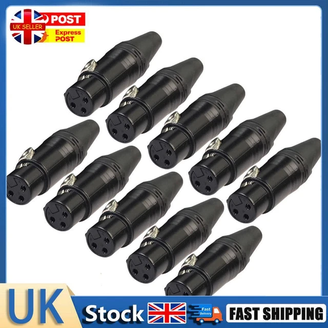 10pcs XLR 3Pin Female DIY Audio Cable Microphone Connector Full Copper Silver Pl