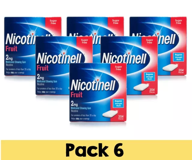 Nicotinell Gum Fruit 2mg  204 Pieces Pack of 6 -- Expiry Feb 2026