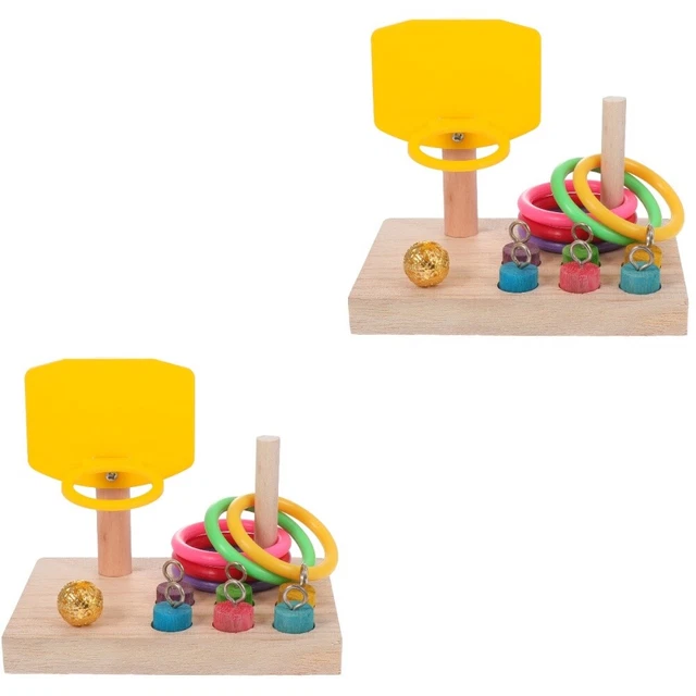 2 Sets Vogel Pitching Spielzeug Holz Biss Spielzeug