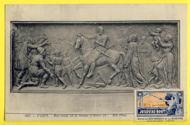 cpa PARIS Sculpture STAMP to the end! Work of the War Reformers WW1