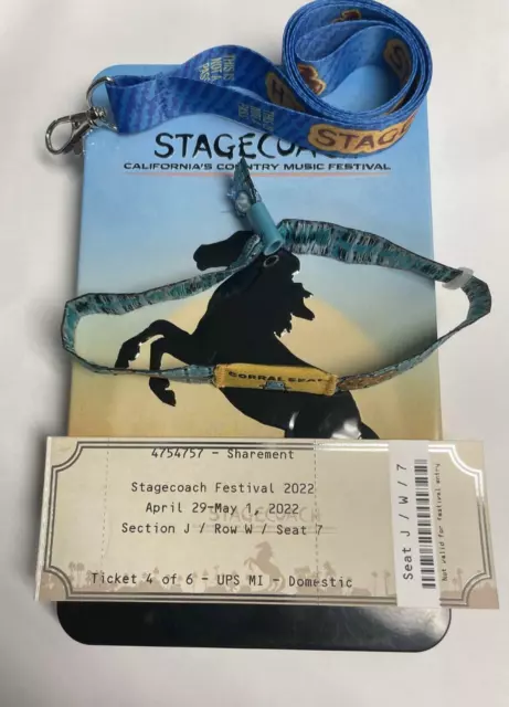 Stagecoach County Music Festival 2022 Unused Ticket and Welcome Kit