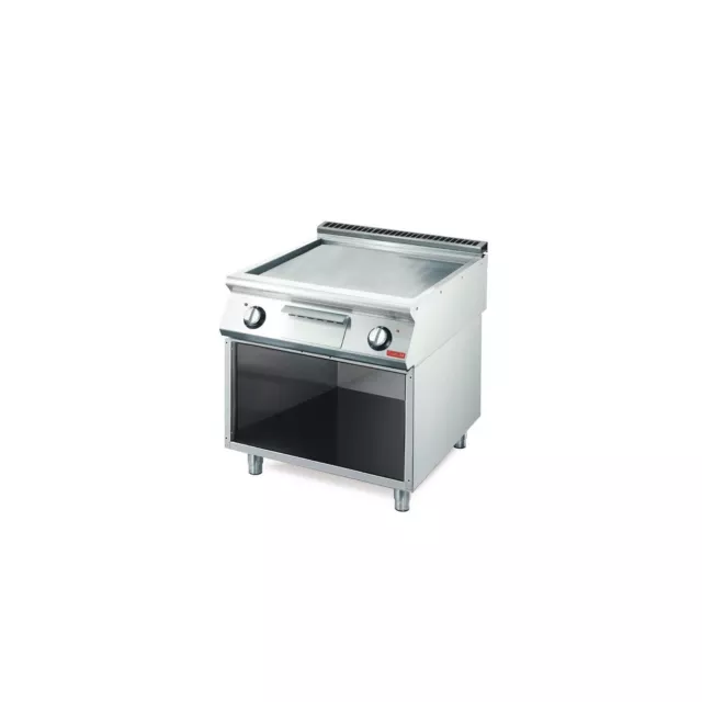 Plancha inox électrique 2 zones acier lisse, sur placard ouvert, 10 800 W, 400 V