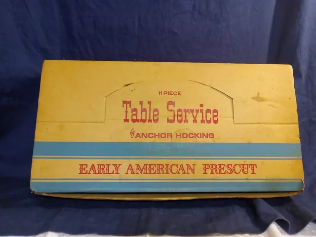 VTG 1950s MIB NOS Anchor Hocking 7 Piece Table Service Early American Prescut