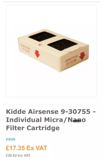 Kidde Airsense Micra Nano Filters. Fire Alarm ASD Brand new. No VAT 20+ In Stock