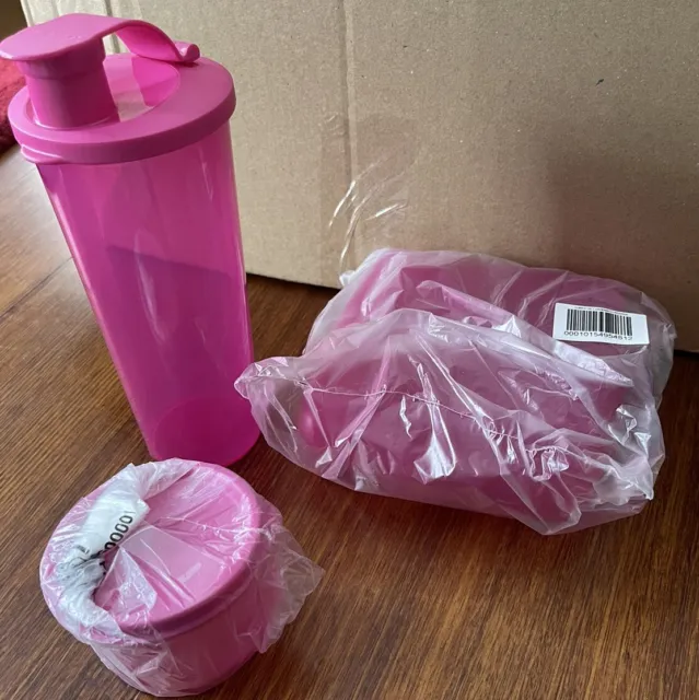 Tupperware Pink Lunch Set Sandwich Keeper Snack Cup Pink Tumbler New
