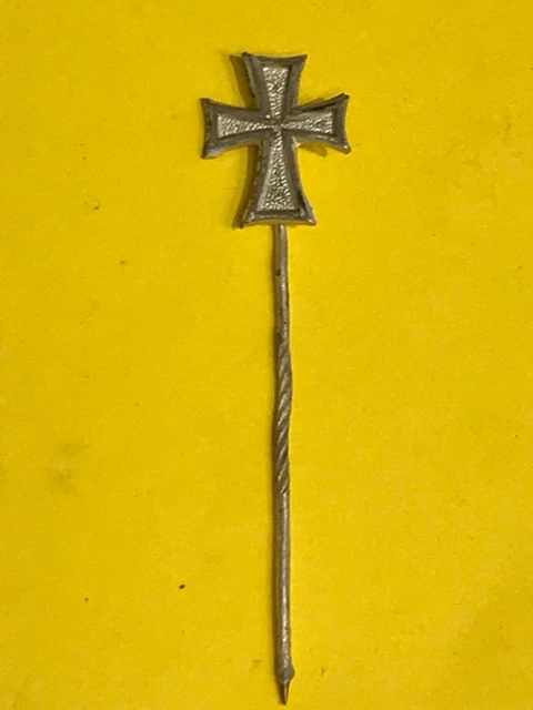 Alte Nadel Abzeichen Pin 1,6 cm Kreuzritter versilbert Deutsches Reich 1-2WK