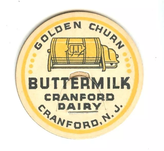 GOLDEN CHURN Dairy . CRANFORD New Jersey nj. Buttermilk Milk Bottle Cap UNUSED