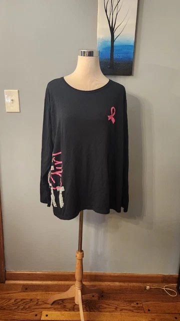 FIGHT LIKE A GIRL Women's Black Long Sleeve Crew Neck T-SHIRT 2X FIGHT LIKE A GIRL Women's Black Long Sleeve Crew Neck T-SHIRT 2X