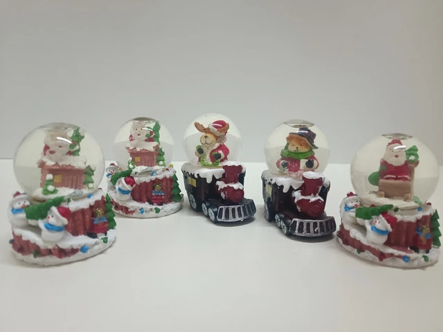 Stock 5 Palla Di Natale Vetro Orso Natale Neve Regalo Ampolla   7Cm Renna
