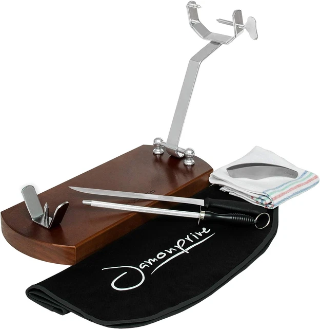Porta Prosciutto Pieghevole Laccato Noce Con Gommini Antiscivolo + Coltello + Af