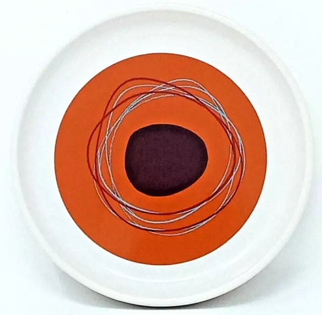 Creative Bath Products Dot Swirl Pattern ceramic Soap Dish white orange brown