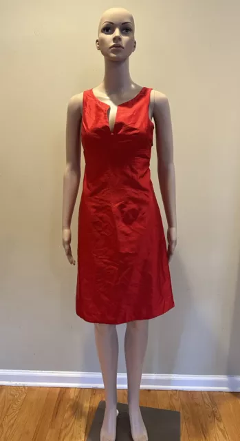 Trina Turk Red 100% Silk Short Fit and Flare Dress,  Sz 2