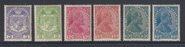 Liechtenstein 1917 Wappen und Fürst Johann II. Mi.-Nr. 4-9 **