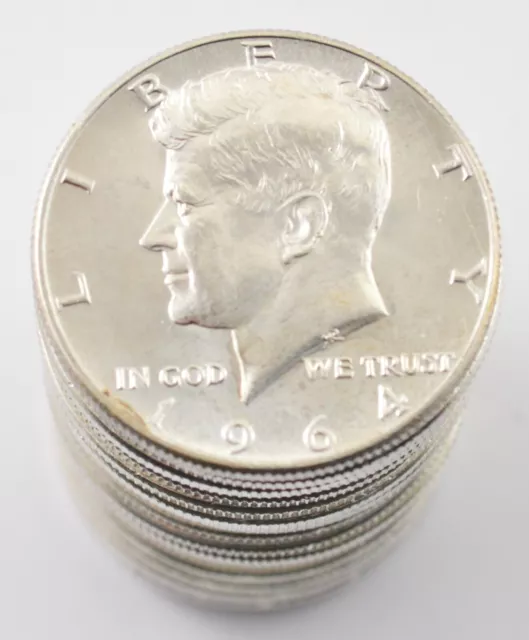 Bulk Lot 1964 BU Uncirculated 20 Coins 90% Silver Kennedy Half Dollars Roll  Unc 3