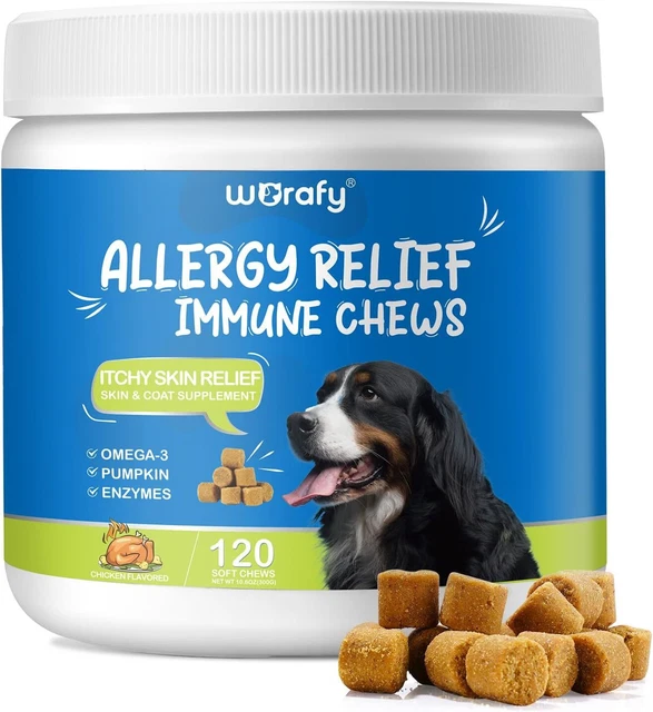 DOG ALLERGY RELIEF Dog Itch Immunity Treats Soothe Itchy Paws Eyes Ears & Skin £12.49