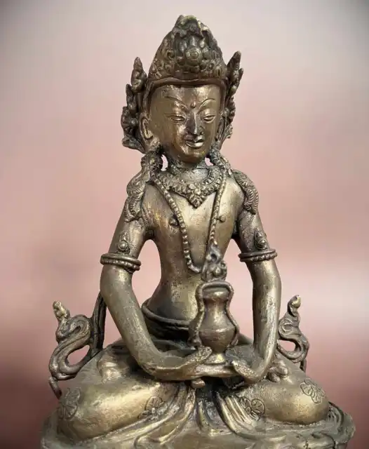 AsienLifeStyle Amitayus Buddha Figur Bronze Indien 20cm Langes Leben Skulptur 3