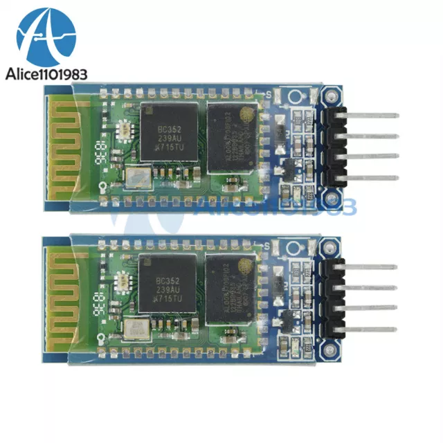2 módulos transceptores de RF Bluetooth serie inalámbrica de 4 pines HC-06 RS232 + plano posterior