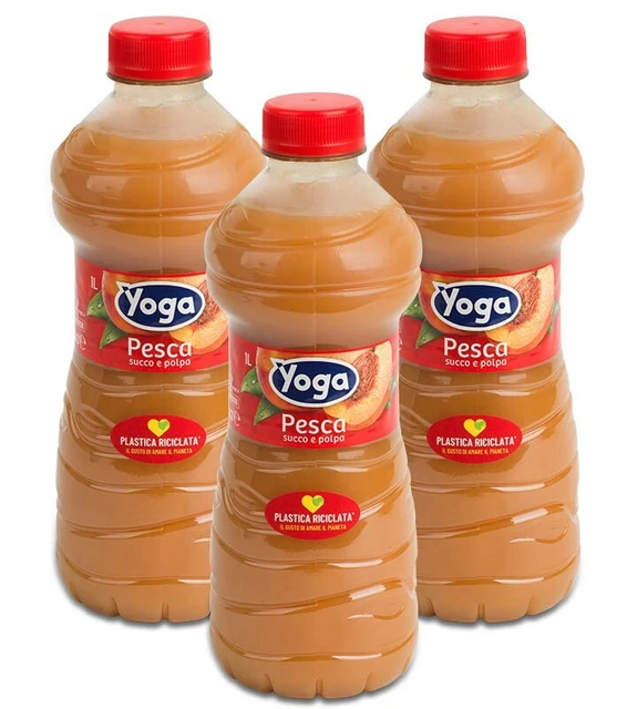 3X Yoga Pesca Succo di Frutta e Polpa al Gusto di Pesca Italiana 1L