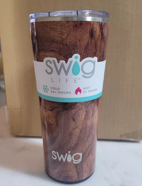 Swig Life 22oz Tumbler, Insulated Tumbler, Cup Holder Friendly, (Black Walnut)