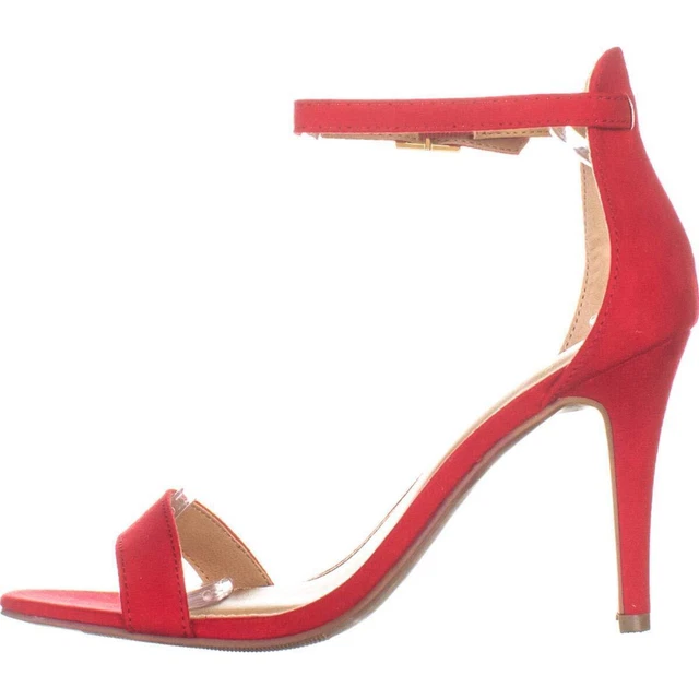 Material Girl Womens Blairer Suede Peep Toe Casual Ankle Strap, Red, Size 5.0