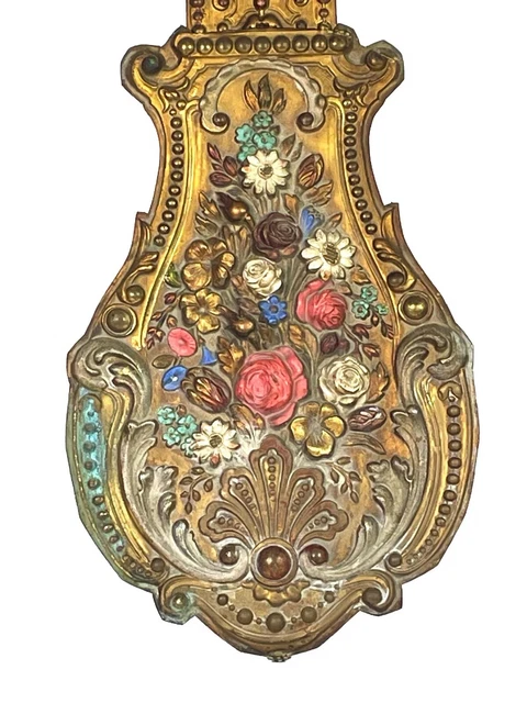 French Comtoise Morbier clock toleware floral balancier  pendulum Folk art 1800s