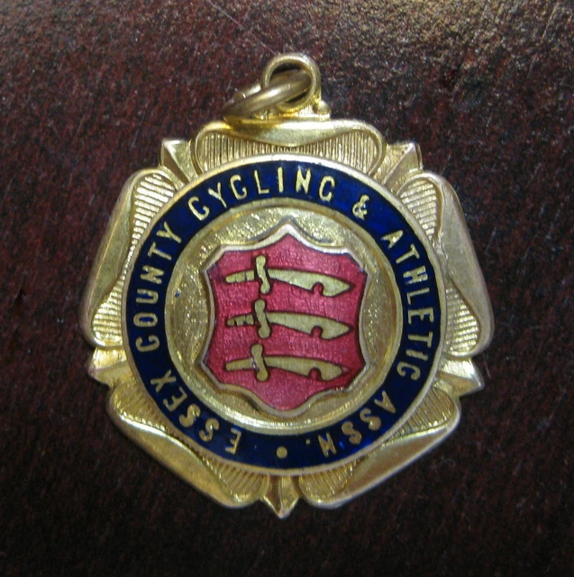 Medaglia Ciclismo Atletica Essex Enamel County Association fob sportivo vintage