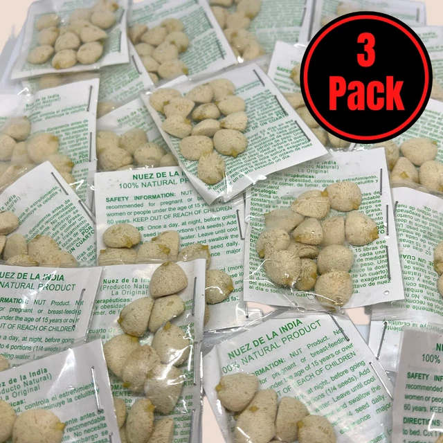 3 Packs Nuez de la India Original 100% Weight Loss, Indian Slimming Nuts Seeds 3 Packs Nuez de la India Original 100% Weight Loss, Indian Slimming Nuts Seeds