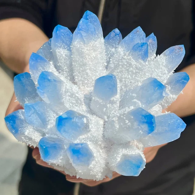 1.44LB New Find Blue Phantom Quartz Crystal Cluster Mineral Specimen Healing. 3