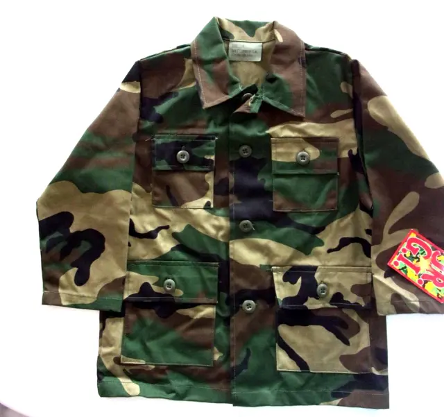 New Bdu Woodland Camouflage Jacket Made In The Usa Toddler Youth Size 6 / 6T