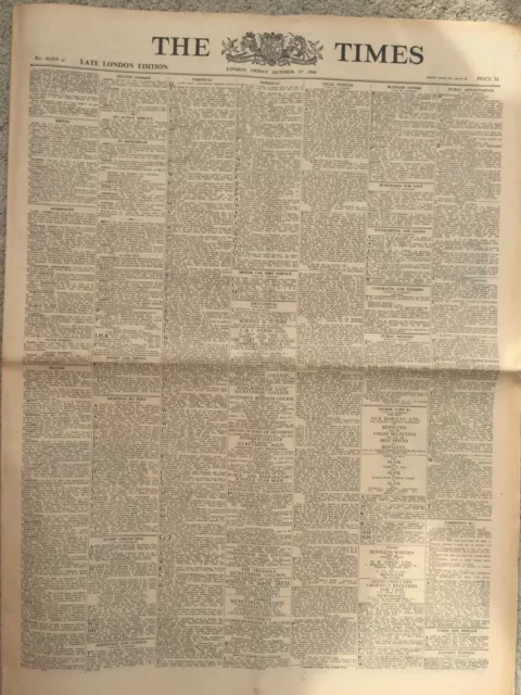 The Times Newspaper 17th 20th 21st 23rd or 26th March 1942