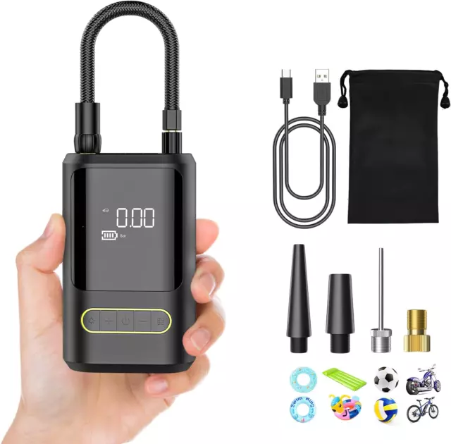 6000Mah Mini Compressore Aria Portatile Auto, 150PSI Gonfiatore Bici Elettrico C