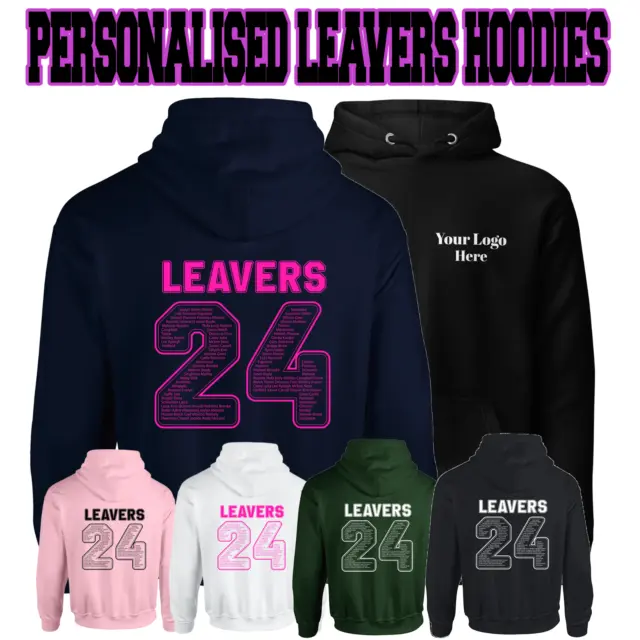 School/College Leavers Hoodies 2024 - Personalise with Name Inside The Number 24