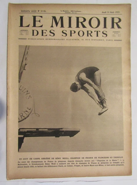 Affiche Le Miroir des Sports - Athlétisme 3.000 Mètres - Octobre 1938 N°1032
