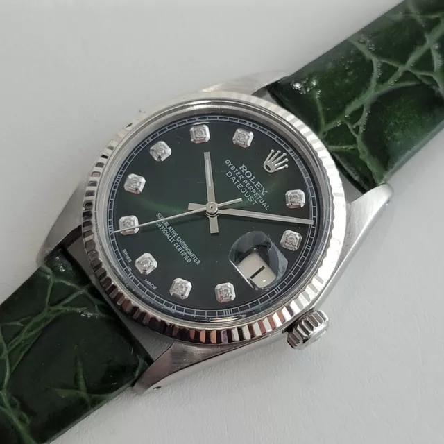 Hommes Rolex Huître Datejust Ref 1601 36mm Automatique Diamant Marqueurs 1970s