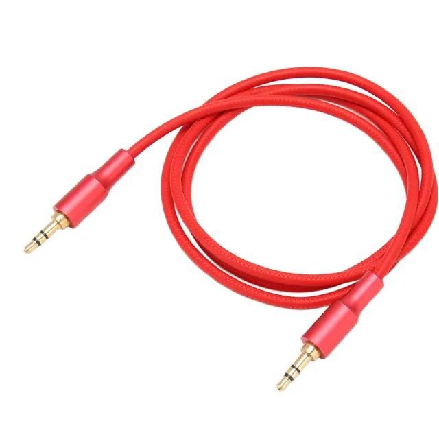 (Red)3.5mm Aux Cable 24K Gold Plated Plug Professional Stable Signal