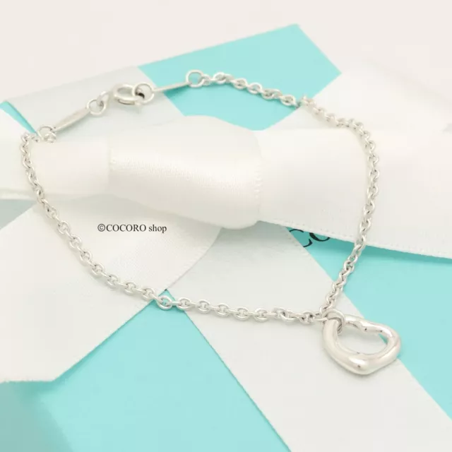 Tiffany & Co. Elsa Peretti Open Heart Bracelet 7.3" Sterling Silver 925 w/Pouch
