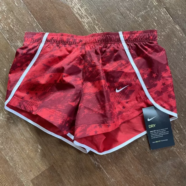 Nike Girls Shorts Youth Small Red Dri-Fit Tempo Running Training Workout