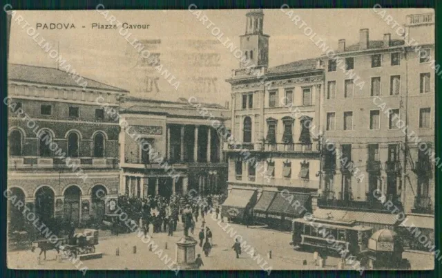 Padova Città Tram RIFILATA cartolina QT1381