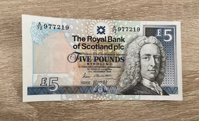Royal Bank Of Scotland £5 Note 13th Dec 1988 A/72 977219