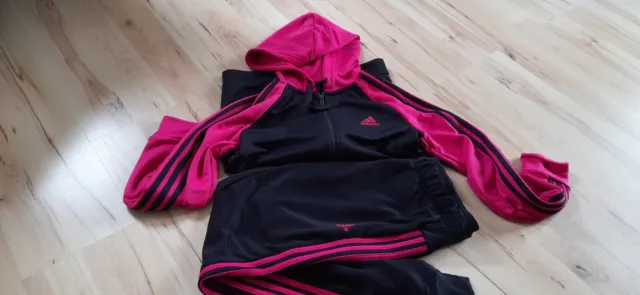 Damen Mädchen adidas Jogginganzug  2Teiler schwarz-pink Gr. 34/36 wie neu