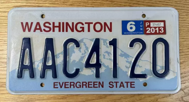 Washington Auto License Plate - "AAC4120" Evergreen State - Expired Tag 2013  #1