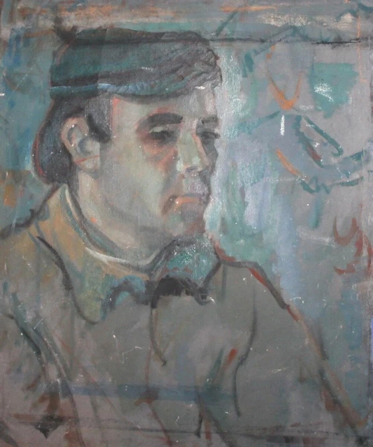 Peinture à l'huile de portrait d'homme expressionniste vintage