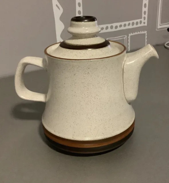 Vintage Denby’s Fine Stoneware Large Teapot Off White &light/dark Brown Top