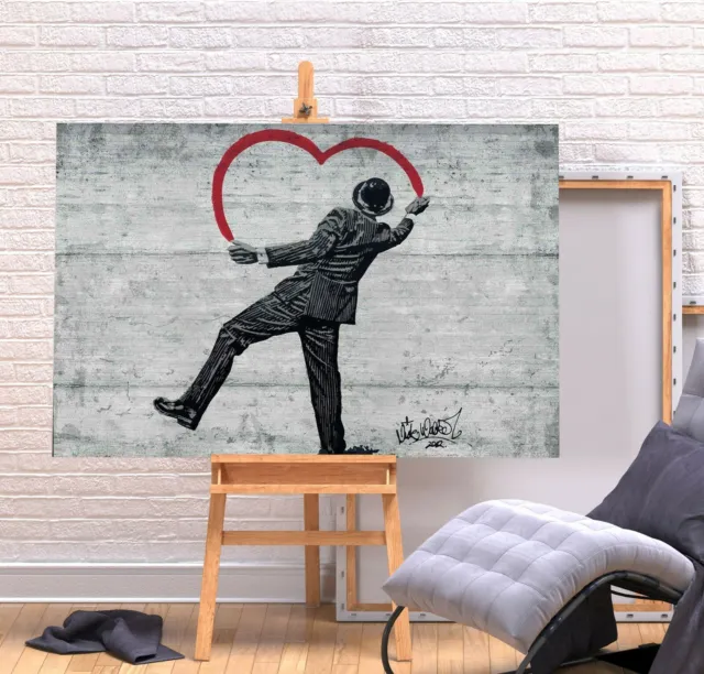 Nick Walker Singing In The Rain Heart-Deep Framed Canvas Wall Art Graffiti Print