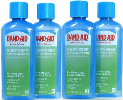 4 CT Band-Aid 6 OZ herido libre de Primeros Auxilios Dolor Alivio del líquido para cortes menores