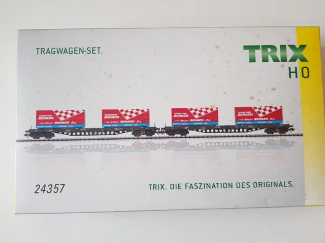 Trix 24357 Scala H0 1/87 Coppia Carri Pianali Sgs Trasporto Container Db Ep. Iv