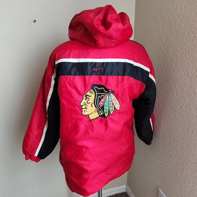 Vintage NIKE Chicago Blackhawks "Big Logo" Men's Starter Jacket Hoodie Sz M NFL Vintage NIKE Chicago Blackhawks "Big Logo" Men's Starter Jacket Hoodie Sz M NFL
