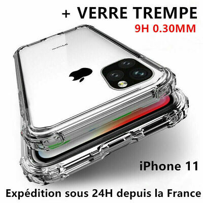 Antichoc Coque +Verre Trempé iPhone 11 12 Pro MAX/X/XR 6/7/8 PLUS SE 13