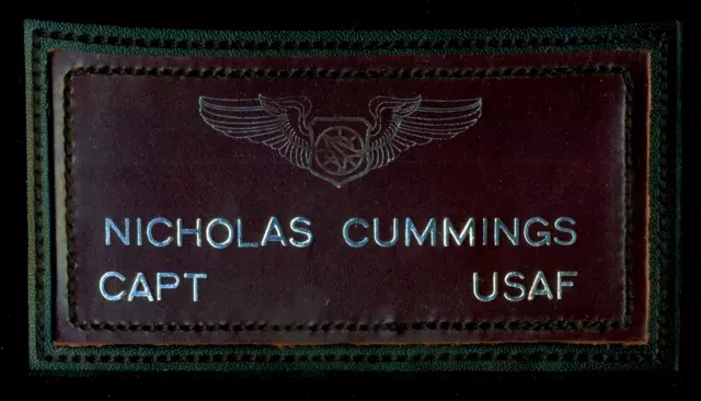 USAF Capt Cummings Aviation Wing Leather Nametag Patch A-8