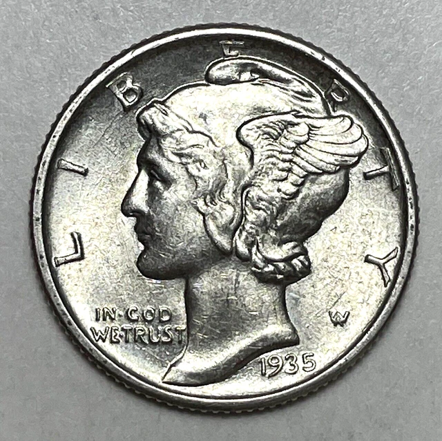 1935 10C Mercury Dime Higher Grade 90% Silver